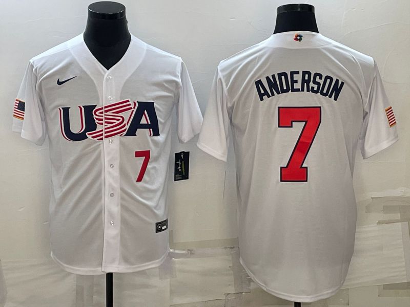 Men 2023 World Cub USA #7 Anderson White Nike MLB Jersey5